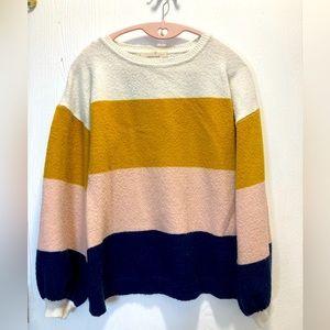 Sweet Jane Color Block Balloon Sleeve Sweater. Small-Medium.